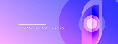 Soyut eğim arkaplanı. Mor, mavi renkler düzgün bir şekilde harmanlanır. Dairesel şekiller dinamik görsel efektler yaratır. Modern tasarım ögesi.