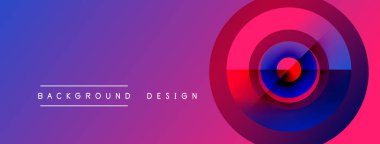 Abstract gradient design. Concentric circles, purple hues dominate. Text reads background design. Modern, vibrant visual composition.