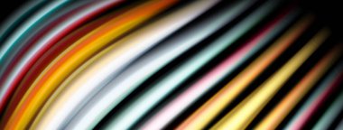 Soyut renkli çizgiler dinamik çapraz desen oluşturur. Parlak renkler karanlığa karışır. Modern tasarım ögesi.