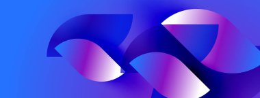 Soyut şekiller canlı mavileri, morları, beyazları harmanlıyor. Dinamik bileşim, hareket, enerji ve modern tasarım estetiğini öneriyor..