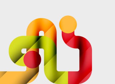 Soyut renkli şekiller örtüşür, dinamik bileşim yaratır. Parlak renkler enerji, hareket, modern tasarım.