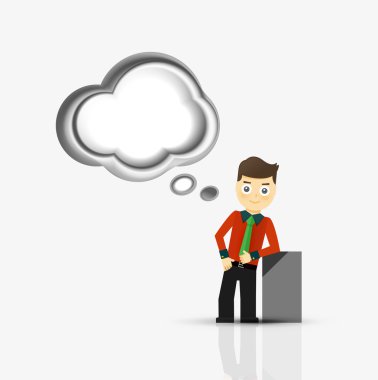 Düşünmekten ya da çizgi film işadamı ile mesaj bulut,