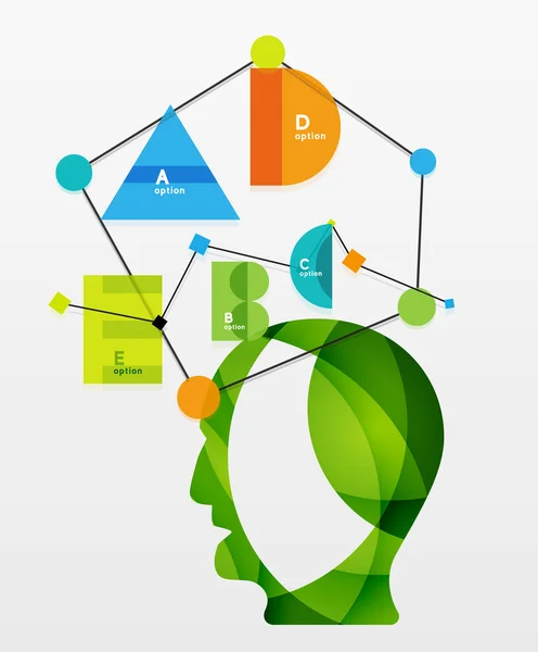 Cabeza de usuario con infografía geométrica A B C D y líneas — Vector de stock