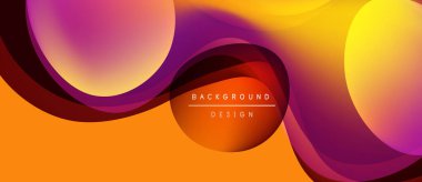 Soyut sıvı şekiller, canlı renklerin karışımı. Turuncu, mor renkler dinamik arkaplan tasarımı yaratır. Modern estetik.