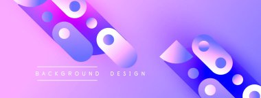 Soyut eğim arkaplanı. Mor, mavi renkler modern tasarım yaratır. Minimalist şekiller, daireler, dikdörtgenler yavaşça örtüşüyor. Metin arkaplan tasarımı okur.