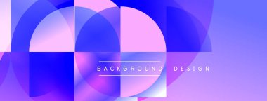 Soyut geometrik şekiller örtüşüyor, canlı mor ve mavi renkler yaratıyor. Modern tasarım elementleri dijital sanat, arkaplan dokusu.