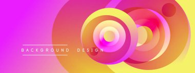 Soyut renkli çemberler örtüşüyor ve dinamik bir arkaplan oluşturuyor. Pembe, sarı, turuncu renkler tasarımda baskın. Metin arkaplan tasarımı okur.