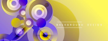 Soyut daireler, canlı renkler, sarı gradyan. Modern tasarım, dinamik kompozisyon, pürüzsüz geçişler. Arkaplan dokusu, görsel öğeler.