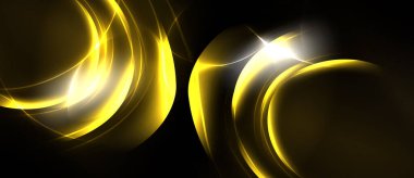 Altın girdaplar merkezden yayılıyor. Koyu arkaplan çarpıcı bir zıtlık yaratır, parlak kıvrımları vurgular. Soyut tasarım enerjiyi ve hareketi çağrıştırır.