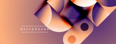 Soyut gradyanlar, üst üste binen daireler dinamik görseller yaratır. Sıcak tonlar baskın, modern tasarım elementlerini işaret ediyor. Metin arkaplan tasarımı okur.