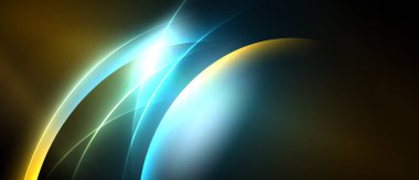 Soyut ışık kıvrımları ışık saçıyor, altın, deniz mavisi ve beyazı harmanlıyor. Dinamik enerji akıyor, parlak görsel etki yaratıyor. Düzen eğimleri kompozisyona hakim.