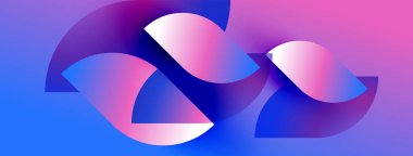 Soyut şekiller canlı mavileri, pembeleri, morları harmanlıyor. Pürüzsüz gradyanlar akış ve dinamik bileşim yaratır. Modern tasarım enerjiyi ve hareketi çağrıştırıyor..