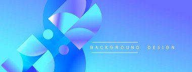 Soyut mavi tasarım üst üste binen şekiller, gradyanlar. Modern estetik, arka planlar ve sunumlar için uygun. Temiz, canlı kompozisyon.