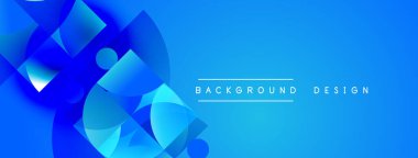 Soyut mavi tasarım üst üste binen şekiller, gradyanlar. Sancaklar, arka planlar, sunumlar için modern estetik. Parlak, dinamik kompozisyon.