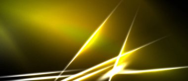 Soyut altın çizgiler koyu arkaplan ile kesişir. Parlak ışık merkezi noktadan yayılır ve dinamik görsel efekt yaratır. Minimalist tasarım.