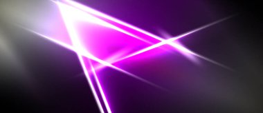 Soyut ışık çizgileri karanlık arka planda kesişir. Canlı mor, beyaz parıltılar dinamik görsel efekt yaratır. Modern, enerjik kompozisyon.