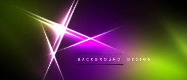 Soyut arkaplan canlı mor, yeşil eğimli. Parlak ışık parlamaları kesişir ve dinamik görsel efekt yaratır. Metin arkaplan tasarımı okur.