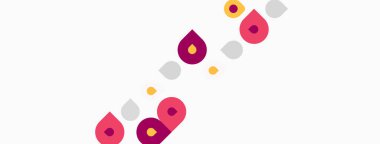 Soyut şekiller, pembe, sarı, beyaz arkaplanda gri noktalar. Minimalist tasarım, basit kompozisyon, modern estetik.