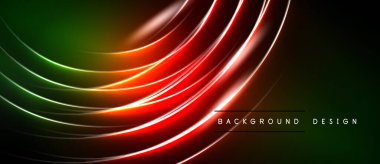 Soyut neon hatları dinamik akış yaratır. Canlı renkler harmanlanır, modern arkaplan tasarımı oluşturulur. Karanlık uzay parlak eğrileri vurgular.