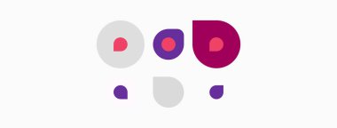 Mor, gri daireler içeren soyut bir tasarım. Kompozisyon modern estetiği çağrıştırıyor. Minimalist tarz, basit şekiller mevcut.