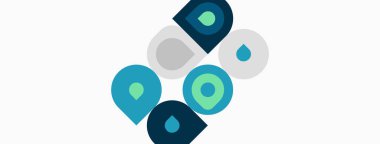 Soyut tasarım, üst üste binen daireler, değişik tonlarda deniz mavisi, gri, açık mavi. Minimalist kompozisyon, temiz çizgiler, modern estetik..