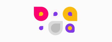 Soyut yüz tasarımı. Renkli geometrik şekiller gözleri, burnu ve ağzı oluşturur. Basit, eğlenceli bir illüstrasyon. Modern estetik.