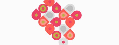 Geometrik desen. Çemberler, kareler çapraz çizgiler oluşturur. Yumuşak pastel renkler tasarıma hakim. Minimalist estetik.