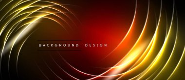 Soyut tasarım koyu kırmızı, siyah arkaplan üzerinde dönen altın çizgiler içerir. Metin, eğrilerin altındaki arkaplan dizaynını okur.