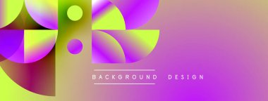 Soyut canlı tasarım, üst üste binen daireler, gradyanlar. Sarı, mor renkler kompozisyona hakim. Metin arkaplan tasarımı okur.