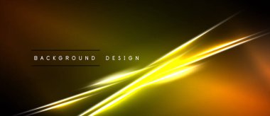 Soyut arka planda turuncu üzerine parlak sarı neon çizgiler, altın gradyanlar var. Karanlık sınırlar çerçeve tasarımı, modern estetik yaratma.