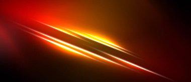 Soyut arka planda parlak turuncu, kırmızı çizgiler bulunur. Dramatik ışıklandırma, dinamik görsel etki yaratır. Minimalist tasarım, modern estetik.