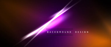 Soyut arka planda canlı turuncu, mor renkler var. Çapraz ışık çizgileri, dinamik görsel ilgi katar. Metin arkaplan tasarımı okur.