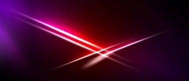 Soyut arkaplan parlak pembe, mor çizgiler koyu uzaydan geçiyor. Canlı gradyanlar dinamik görsel efekt yaratır.