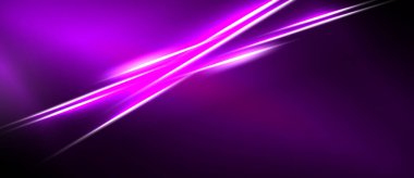 Canlı mor soyut çizgiler koyu arkaplan ile kesişiyor. Pürüzsüz gradyanlar dinamik görsel efekt yaratır. Modern tasarım ögesi.