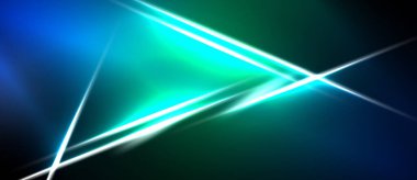 Soyut arkaplan parlak çizgiler, gradyanlar içerir. Mavi, yeşil renkler koyu uzaya hakim. Modern tasarım ögesi.