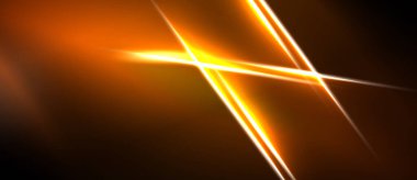 Soyut çizgiler kesişiyor, koyu arkaplanda parlak turuncu ışıltı yaratıyor. Dinamik bileşim enerjiyi, hızı, modern estetiği çağrıştırıyor.