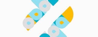 Soyut geometrik şekiller, turuncu, mavi, gri. Minimalist tasarım, temiz çizgiler, basit kompozisyon. Arka plan beyaz. Modern estetik.