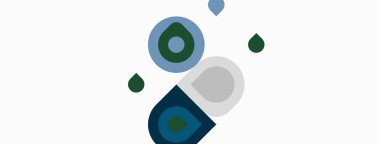 Soyut tasarım, üst üste binen daireler, gri, deniz mavisi renkleri. Minimalist kompozisyon, basit şekiller, temiz estetik. Modern grafik ögesi.