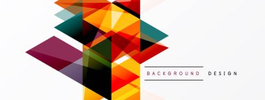 Soyut geometrik şekiller örtüşür, canlı renkli tasarım yaratır. Beyaz alan dengesi bileşimi, modern estetik.