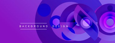 Soyut mor arkaplan, üst üste binen daireler, dalgalar. Metin arka plan tasarımını beyaz olarak okur. Modern, canlı kompozisyon.