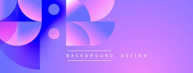 Soyut geometrik şekiller, mor renkler, gradyan tasarım. Dijital projeler, sunumlar için modern arka plan. Temiz, canlı estetik..