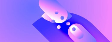 Soyut şekiller, canlı mor renkler, pürüzsüz gradyanlar modern dijital sanat eserleri yaratır. Minimalist tasarım fütüristik hissi uyandırır..