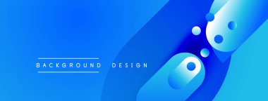 Soyut mavi arkaplan, akan şekiller, gradyanlar, kabarcıklar. Dijital projeler ve sunumlar için modern tasarım ögesi.
