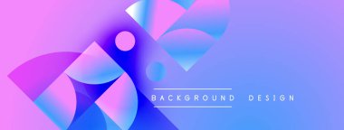 Soyut geometrik şekiller mor, mavi renkleri harmanlarlar. Gradyan arka plan dinamik görsel efekt yaratır. Metin arkaplan tasarımı okur.