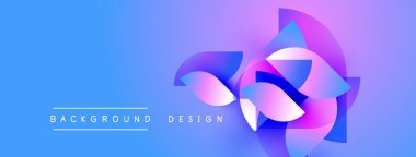 Soyut mavi mor gradyan tasarımı. Çiçek şekilleri, dinamik görsel efekt oluşturur. Metin arkaplan tasarımı okur.