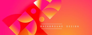 Soyut gradyan şekiller çakışıyor. Canlı pembeler, portakallar dinamik görsel efektler yaratır. Metin arka plan tasarımı okur. Modern, temiz estetik.