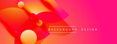 Soyut canlı tasarım, üst üste binen şekiller, gradyanlar. Sıcak renkler baskın gelir, dinamik görsel efekt yaratır. Metin arkaplan tasarımı okur.