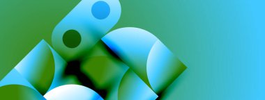 Soyut şekiller yeşil, mavi renkleri harmanlıyor. Pürüzsüz gradyanlar modern görsel etki yaratır. Minimalist tasarım, sakin duyguları çağrıştırır..