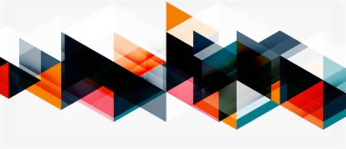 Soyut geometrik desen. Üçgenler çakışıyor, dinamik görsel doku oluşturuyor. Renkler turuncu, kırmızı, siyah, gri. Minimalist tasarım.