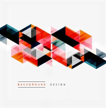 Soyut geometrik desen. Üst üste binen şekiller dinamik görsel efekt yaratır. Kırmızı, siyah, gri, pembe renkler kompozisyona hakim. Modern tasarım ögesi.